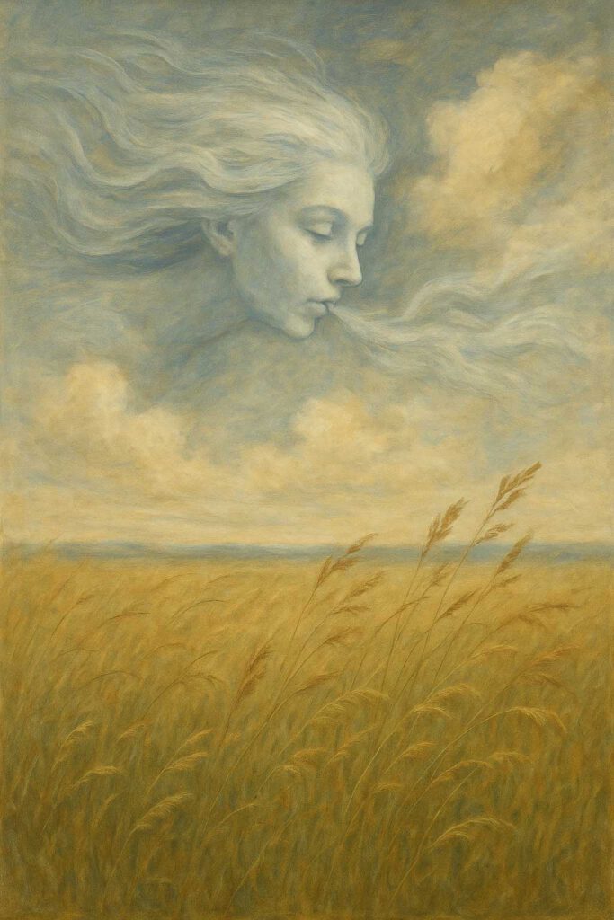 Ein geheimnisvoller Windgeist bläst sanft über die ungarische Puszta und bewegt das hohe Gras.